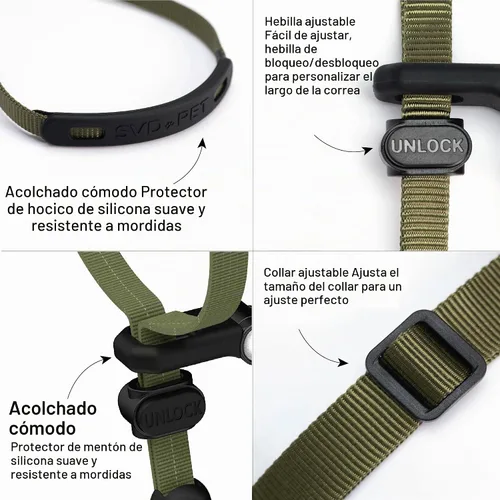 Vista 2 de SVD.PET Collar de cabeza de perro sin tirones para paseos más fáciles, protector a prueba de mordeduras para aumentar la comodidad, diseño simple