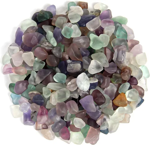 Vista 14 de Chips de cristal de amazonita natural triturado de 1.1 libras, chips de cristales curativos a granel, piedras preciosas de cristal triturado