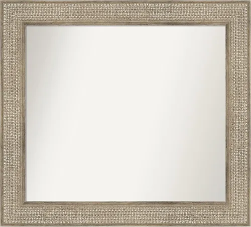 Vista 195 de Amanti Art Espejo de baño plateado para sobre fregadero, 26 x 26 pulgadas, espejo cuadrado de níquel pulido, marco de madera tradicional mediano, se