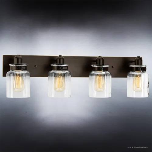 Vista 2 de Urban Ambiance Lámpara de tocador de baño moderna de lujo, tamaño grande: 8.625 pulgadas de alto x 30.25 pulgadas de ancho, con elementos
