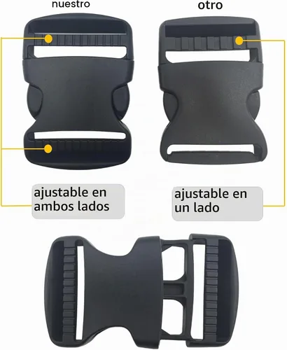 Vista 7 de Hebillas de plástico de liberación, Negro, Ajustable, liberación lateral