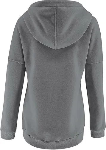 Vista 121 de Sudaderas con capucha para mujer, con cuello de botón, sin botones, con cordón, manga larga, lindas, ropa para adolescentes y niñas