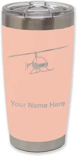 Vista 9 de LaserGram Vaso aislado al vacío de 20 onzas, helicóptero 2, grabado personalizado incluido (negro)