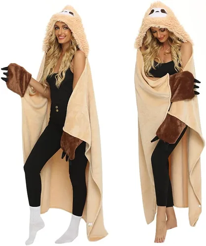 Vista 2 de Wearable Blanket Hoodie, Oversized Flannel Comfy Sweatshirt for Adults,Warm Cozy Hooded Body Blanket