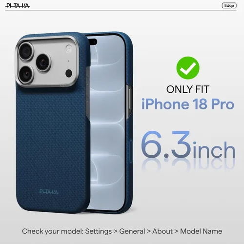 Vista 8 de pitaka Funda para iPhone Pro de 6.3" con sensación sin funda, azul abismo Abyss Blue (Argyle)