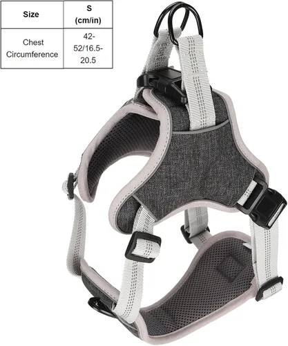 Vista 2 de Adjustable Dog Harness, Reflective No Pull Vest with Anti Break Design for Large Medium Dogs, Comfortable Polyester Nylon Chest Strap in Black (S)