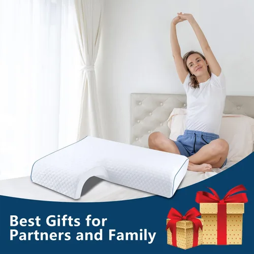 Vista 6 de HEYPORK Almohada de memoria arqueada para adultos, almohada de pareja con rebote lento, almohada cervical de espuma viscoelástica anticompresión