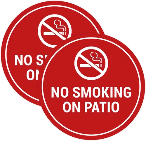 Vista 17 de Signs ByLITA Cartel de "No fumar en el patio" (Negro) - Pequeño