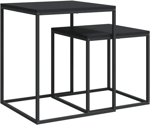 Vista 9 de vidaXL Mesa de centro cuadrada de 2 piezas de madera de ingeniería de 15.7 pulgadas en negro