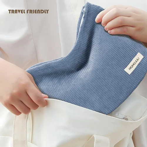 Vista 5 de Bolsa de maquillaje de pana, bolsa cosmestic de gran capacidad para mujeres y mujeres, organizador de maquillaje estético, accesorios con cremallera