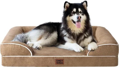 Vista 34 de EHEYCIGA – Cama ortopédica impermeable para perros pequeños, de espuma viscoelástica tipo caja de huevos, con bordes elevados y base antideslizante