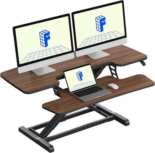 Vista 13 de FLEXISPOT Convertidor de escritorio de pie de 28 pulgadas para espacios pequeños, elevador de escritorio compacto para computadora de pie Negro