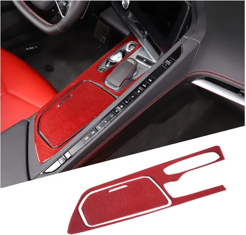 Vista 8 de Cubierta de fibra de carbono suave para panel de consola central compatible con Chevrolet Corvette C8 2020-2024, caja de almacenamiento de consola