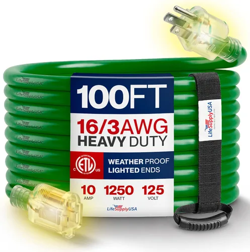 Vista 80 de Cable de extensión de 3 pies para exteriores/interiores, calibre 10/3, ultra resistente, SJTW, resistente al agua, certificación ETL, cable