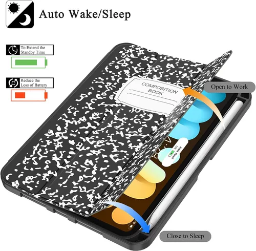 Vista 8 de Soke - Funda para iPad mini (A17 Pro) 7ª/6ª generación (libro negro)