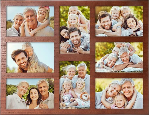 Vista 10 de Marco de fotos familiares de collage de 4 x 6 pulgadas, marco de fotos de collage de 6 aberturas para pared para soporte de mesa, juego de marcos