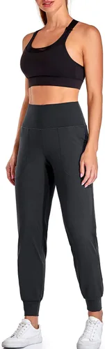 Vista 5 de Oalka - Pantalones deportivos para mujer, con cintura alta y bolsillos, para hacer deporte, yoga y entrenar
