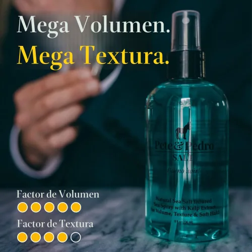 Vista 3 de Pete & Pedro SALT - Spray de sal marina natural para cabello de hombres y mujeres, añade volumen instantáneo, textura, grosor y sujeción ligera