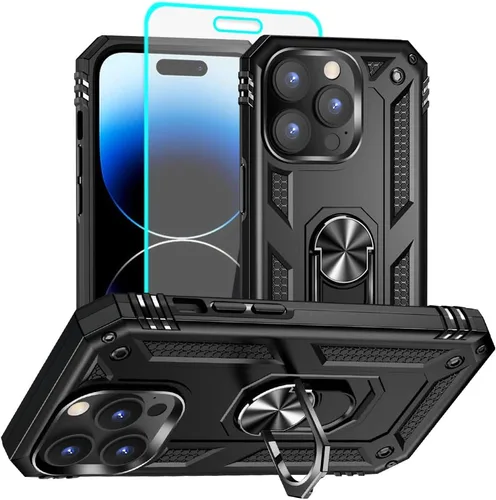 Vista 39 de Funda para iPhone 12/12 Pro, grado militar, anillo a prueba de golpes, verde militar