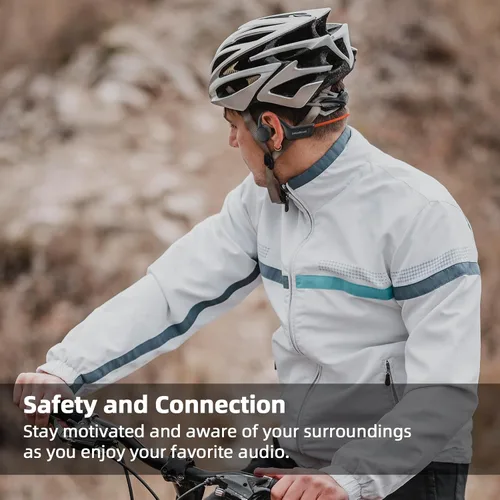 Vista 6 de Auriculares de conducción ósea, IPX7 impermeables inalámbricos deportivos, auriculares abiertos Bluetooth 5.3 con micrófono, tiempo de reproducción
