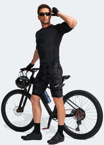 Vista 6 de Bikewa - Pantalones cortos de ciclismo para hombre, con acolchado 3D, para ciclismo de carretera o montaña, FPU 50+, bolsillos con cremallera