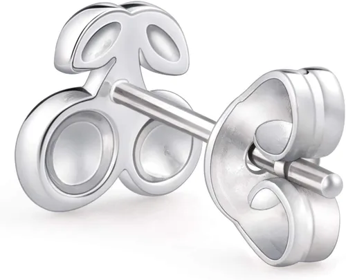 Vista 3 de Chow Sang Sang 950 Platinum Cherry Diamond - Aretes individuales para mujer 92120E se venden solos no pares