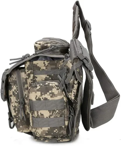 Vista 6 de KLAU bolsa bandolera de Deporte exterior Militar Hombres y Mujeres multifunción táctica Messenger con parche para la caza Senderismo Ciclismo