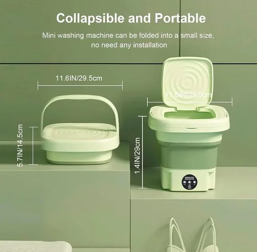 Vista 3 de Lavadora plegable, mini lavadora de alta capacidad de 8 litros, con 3 modos de limpieza profunda, lavadora pequeña media automática para ropa