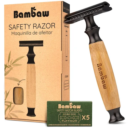 Vista 19 de Bambaw Maquinilla de afeitar de seguridad para hombres con 5 cuchillas, maquinilla de afeitar de seguridad de doble filo para hombres, maquinilla
