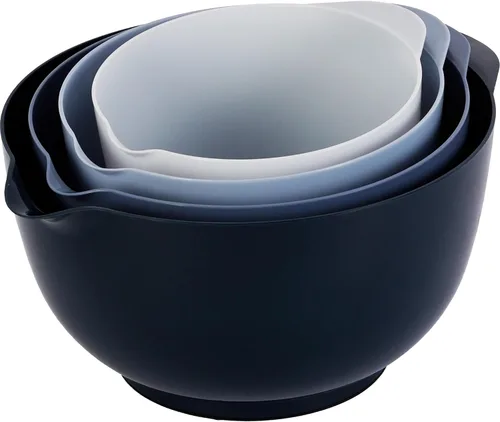 Vista 11 de BoxedHome Juego de cuencos de plástico anidables con boquilla de vertido, apto para microondas y lavavajillas, base antideslizante sin BPA, juego
