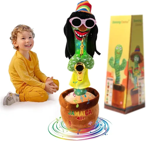 Vista 9 de MIAODAM - Cactus bailarín con volumen ajustable, juguete de cactus que habla, emite luces brillantes y coloridas, repite lo que dices, canta 120
