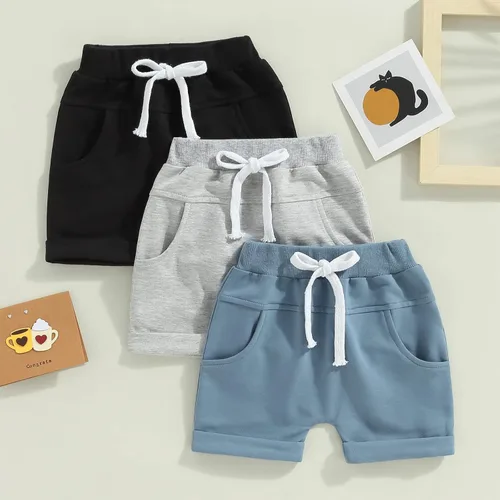 Vista 2 de Pantalones de otoño para bebé, paquete de 3 unidades, pantalones deportivos casuales con bolsillo sólido, cintura elástica, pantalones harén