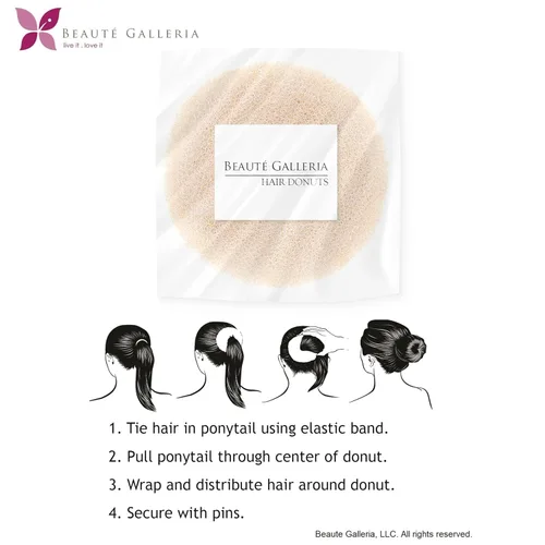 Vista 6 de Goma de pelo en forma de donuts para el cabello, L, Beige