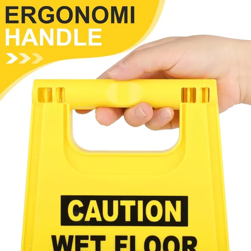 Vista 5 de XPCARE Paquete de 8 letreros de advertencia de precaución para piso, 17.5 pulgadas, color amarillo, señales de advertencia de seguridad para suelo
