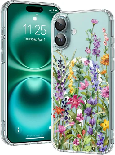 Vista 30 de OOK Magnetic for iPhone 17 Case Clear Pretty Flower Girls Women [Not Yellowing][Screen Protector] [ MagSafe Compatible] with Full Camera Lens