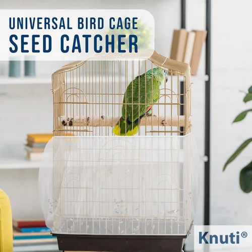 Vista 4 de Jaula universal para pájaros, atrapasador de semillas, cubierta universal de malla elástica para jaulas de animales pequeños, protector duradero