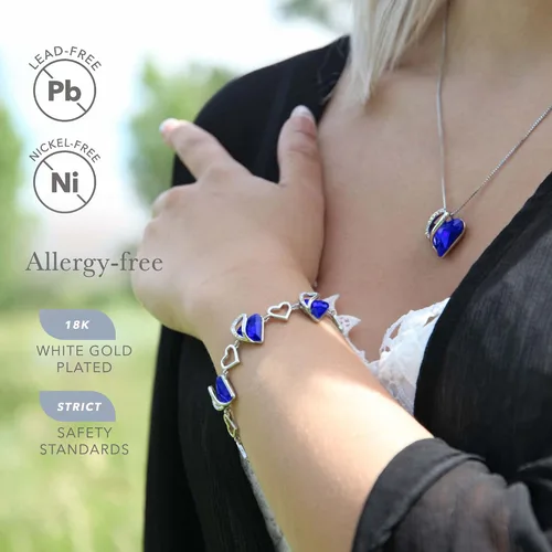 Vista 3 de Leafael - Pulsera de amor infinito con eslabones, corazón de cristal y piedra natal, regalos para mujer, tono plateado, 7 pulgadas con extensor de 2