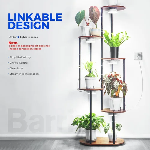 Vista 3 de Barrina Orbgrow OG09 Puck - Luz LED de crecimiento, 5000K 9W (equivalente a 135 vatios), luces de plantas para plantas de interior de espectro