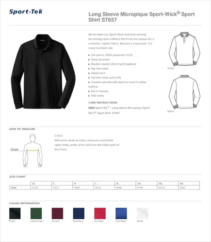 Vista 6 de SPORT-TEK Polo de manga larga Micropique Sport Wick para hombre
