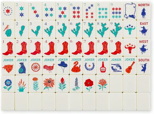 Vista 16 de Arrowbash 160 piezas American Mahjong Set 1.2 Inch Chinoiserie Azul