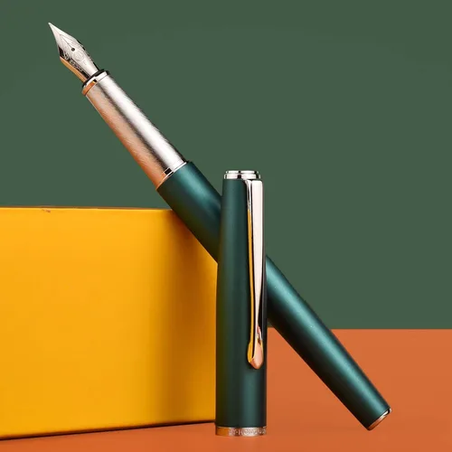 Vista 5 de Hongdian 920 - Pluma estilográfica de punta extrafina, color verde elegante con clip plateado
