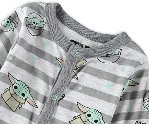 Vista 3 de Yoda - Mameluco de manga larga con cierre de presión y pies para bebé
