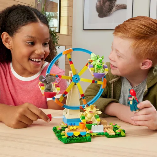 Vista 2 de MEGA Pokemon Building Toys Set Ferris Wheel Fun with 393 Pieces, 4 Poseable Characters, 5+ Inches Tall, for Kids
