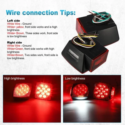 Vista 7 de Partsam Kit de luces traseras LED cuadradas impermeables de 12 V, lente transparente, color rojo, parada de freno, señal de giro, luces