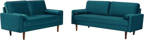 Vista 12 de Container Furniture Direct Kent - Juego de sofá de 2 piezas para salas de estar modernas y espacios compactos, muebles de estudio con diseño Negro