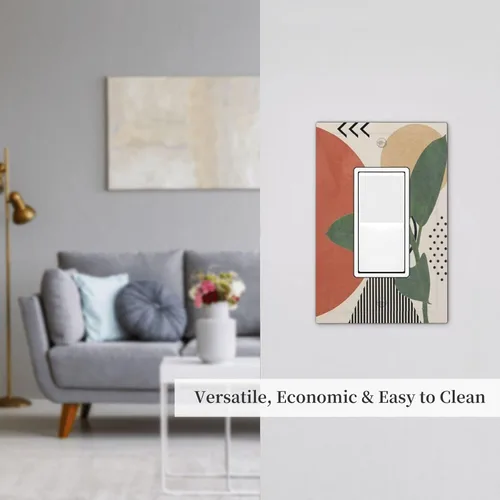 Vista 7 de Mid Century Modern Boho 1 Gang Cubierta de Interruptor de Luz Soltera Rocker Placa de Pared Decorativa GFCI Placa Frontal Toma Eléctrica Cubierta