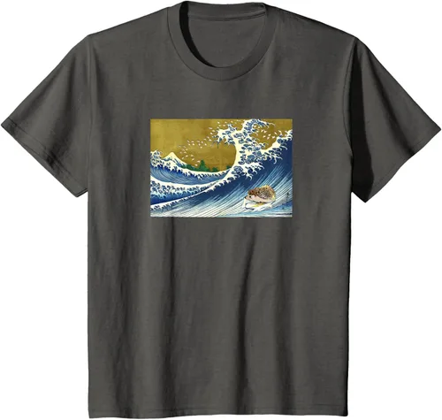 Vista 30 de Camiseta de surf japonés con diseño de erizo Azul Marino
