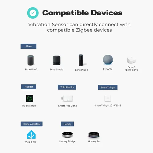 Vista 5 de THIRDREALITY Sensor de vibración inteligente con alarma de 110 dB, requiere concentrador Zigbee, sensibilidad ajustable, funciona con SmartThings