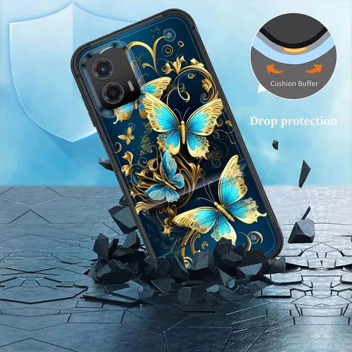 Vista 3 de Funda para Moto G 5G 2023, de doble capa, resistente a prueba de golpes, con soporte, funda protectora militar a prueba de caídas para Motorola Moto