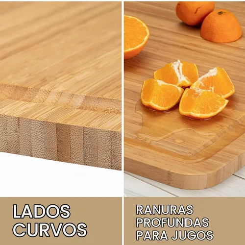 Vista 5 de Tabla de cortar de bambú extra grande de 30 pulgadas para cocina, tabla de cortar de madera con ranura para jugo, tabla de cortar reversible